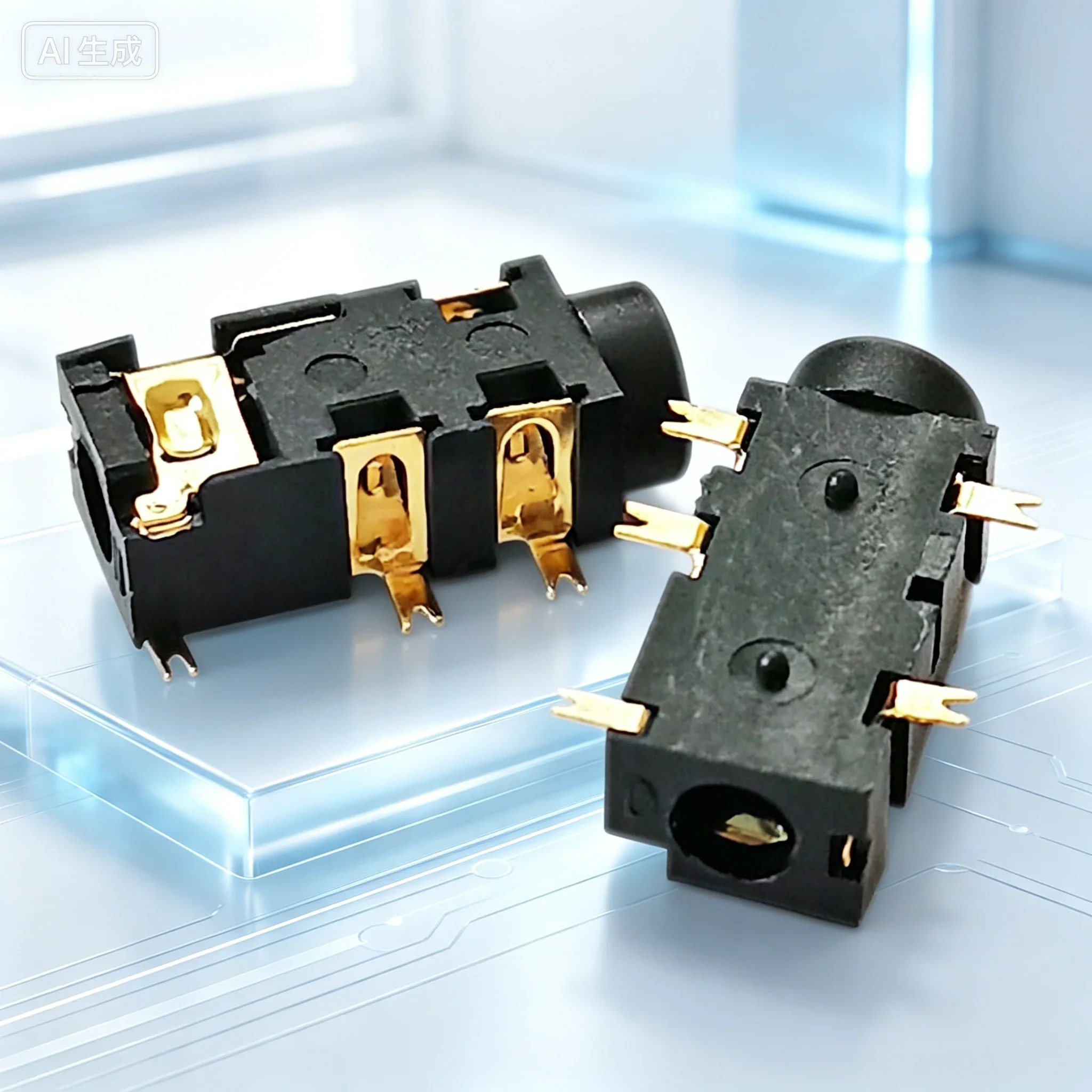 for PJ‑327A 3.5mm 5‑Pin Gold‑Plated Audio Jack Socket SMD DIP Connector  50pcs