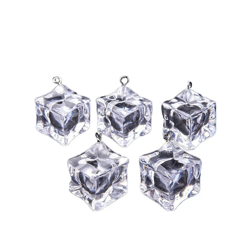 Dijes de resina de cubo de hielo transparente, colgante para hacer joyas Diy, collar, pendientes, llavero, accesorios, 30 piezas, 19x19mm