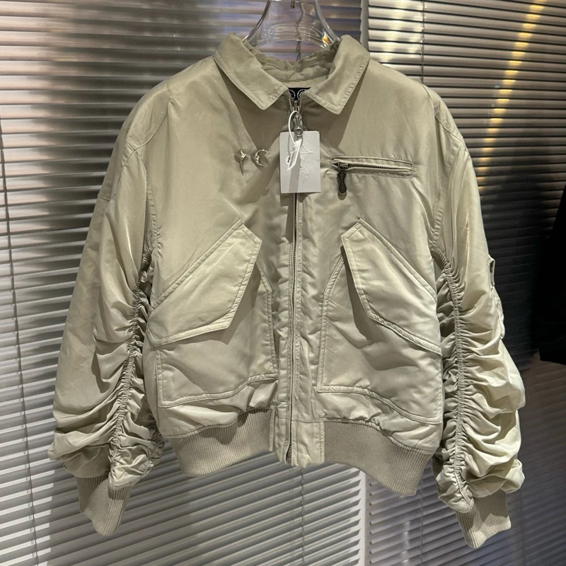 

Winter Street Trend THUG CLUB Jacket Rivet Design Big Pocket Casual Outerwear Thug Club Cotton-padded Jackets Men Women