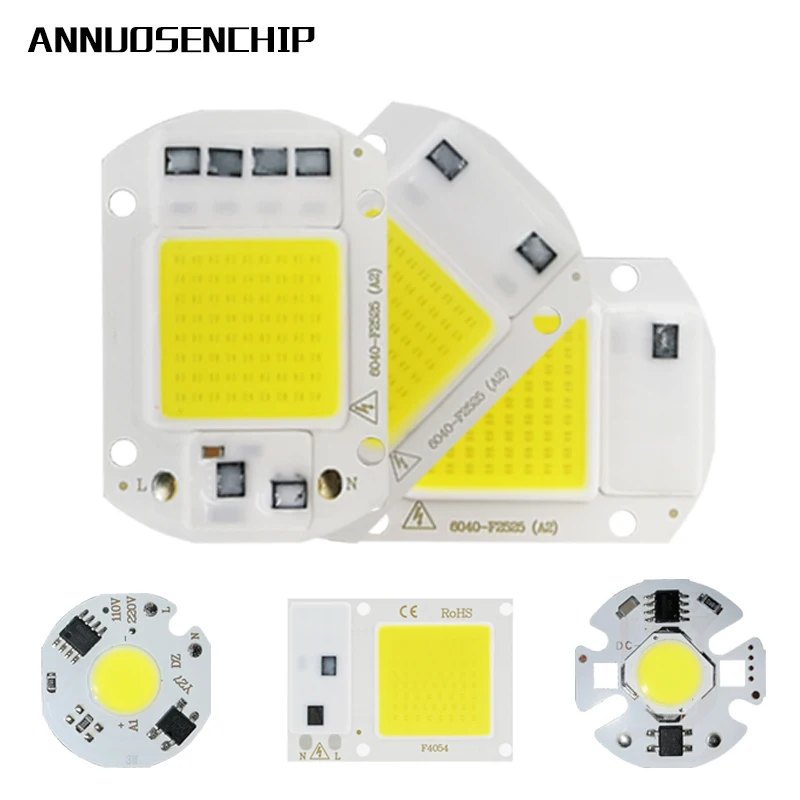 LED COB Chip 10W 20W 30W 50W 220V Smart IC No Need Driver 3W 5W 7W 12W LED Bulb Lamp for Flood Light Spotlight Diy Lighting