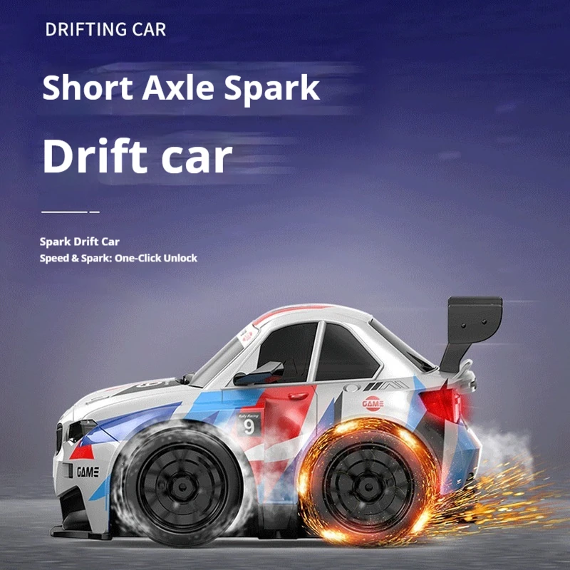 rcスパークドリフトカー-4wd-ショートアクスル-24ghzリモコン-デスクトップおもちゃの車-タイヤスパーク衝撃吸収機能付き-男の子向けギフト-新品
