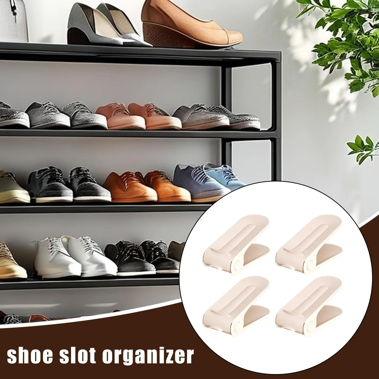 Adjustable Shoe Stacker 4 Pieces Adjustable Double Layer Shoe Organizer Storage Shelf For Garage RV Display Floor Bed Under Wall