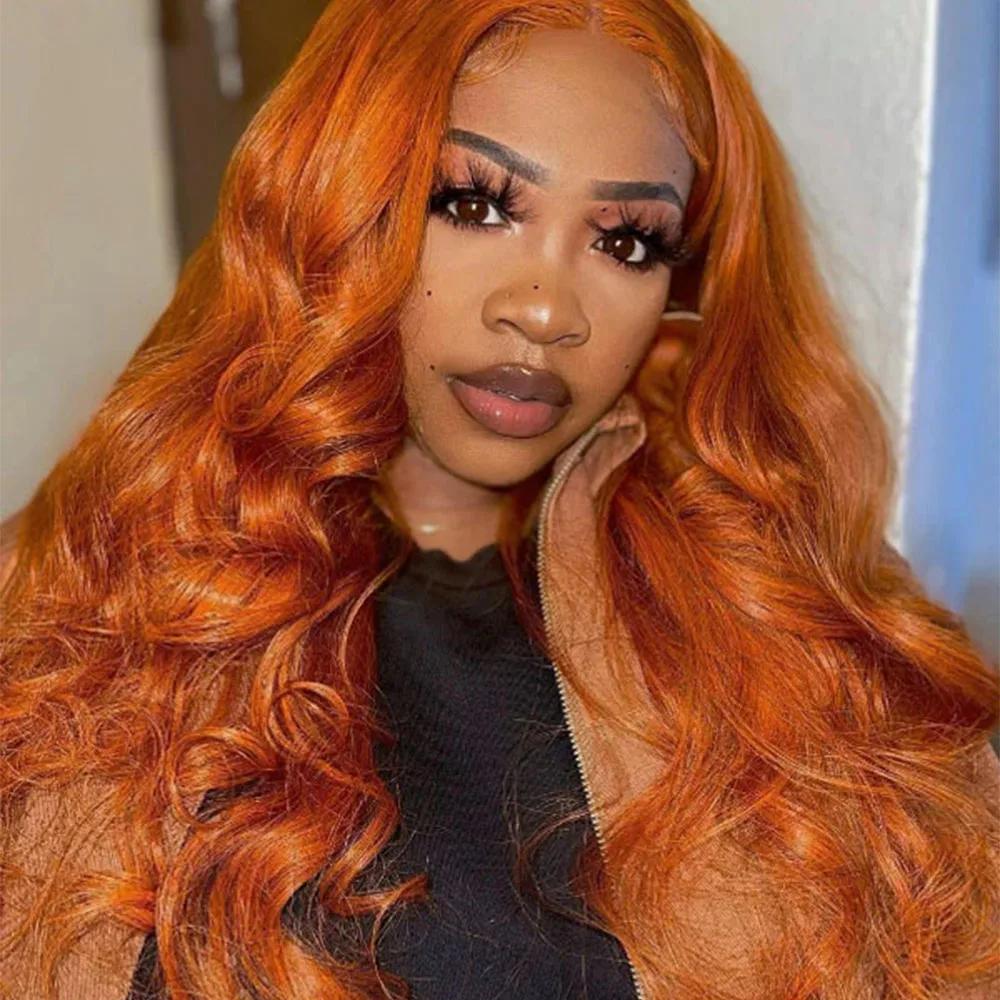 الزنجبيل خصلات الشعر المستعار الإنسان الجسم موجة الدانتيل الجبهة الباروكات 13X4 Hd الدانتيل الباروكة الأمامية 200 الكثافة الوردي بورجوندي الملونة الباروكات للنساء السود
