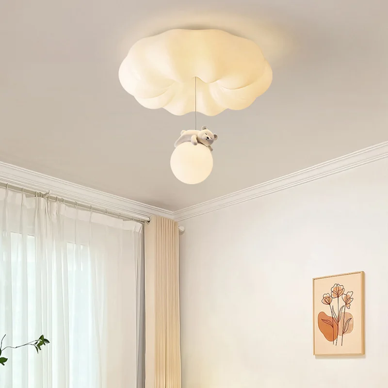 Cartoon Bear LED Ceiling Light Children's Room Ceiling Lamps Creamy Fengyun Bubble Light Study Livingroom Ceiling Chandeliers