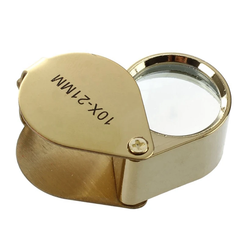 10Pcs 10X Magnifying Magnifier Glass Jewellers Eye Foldable Jewelry Loop Loupe(Golden)