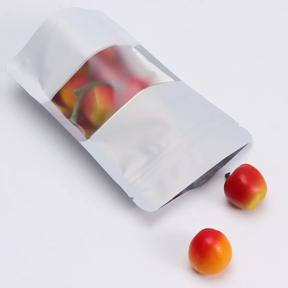 100Pcs Bulk Aluminized Seal Bags Reclosable Zip Food Storage Pouch Clear Window Stand Up Candy Tea Coffee Packaging