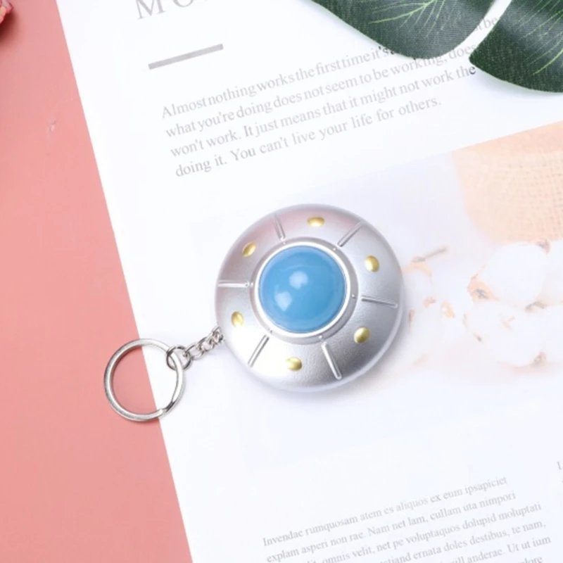 Cute UFO Keyring Mini LED Light Flying Saucer Keychain Creative Spaceship Model Keyring Pendant Jewelry for Children and Adults