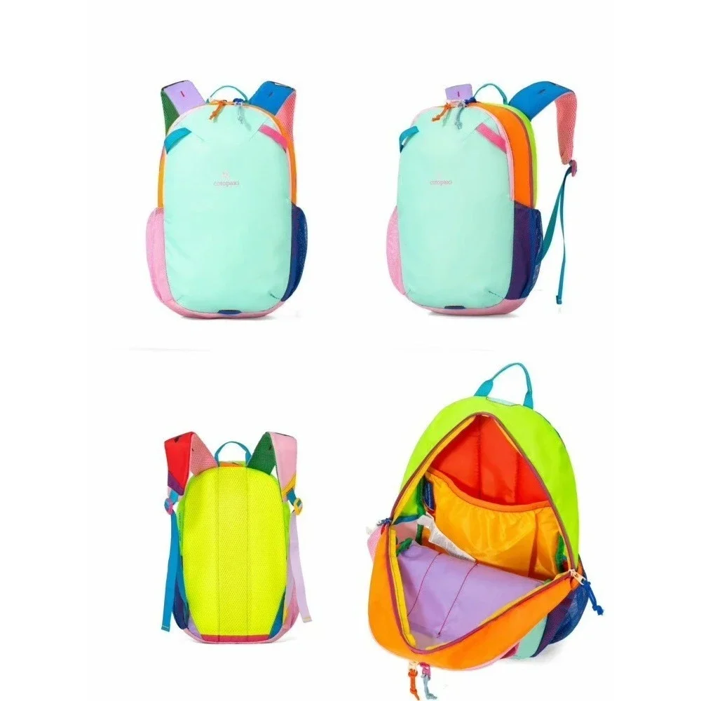 Dopamine Color Block Casual Daypack Lightweight Portable Outdoor Backpack For Women Kids School Travel Bag