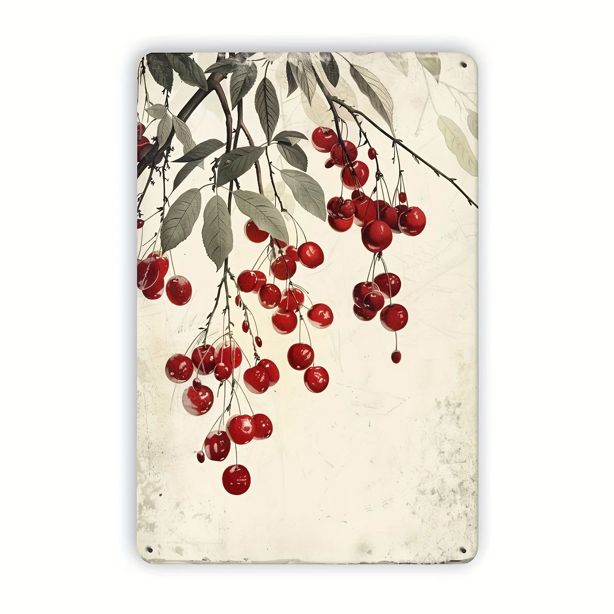 Pintura em Metal 2D (1 peça), Letreiro metálico vintage com design de cereja, Quadro decorativo para pendurar, Placa decorativa para parede, Decoração