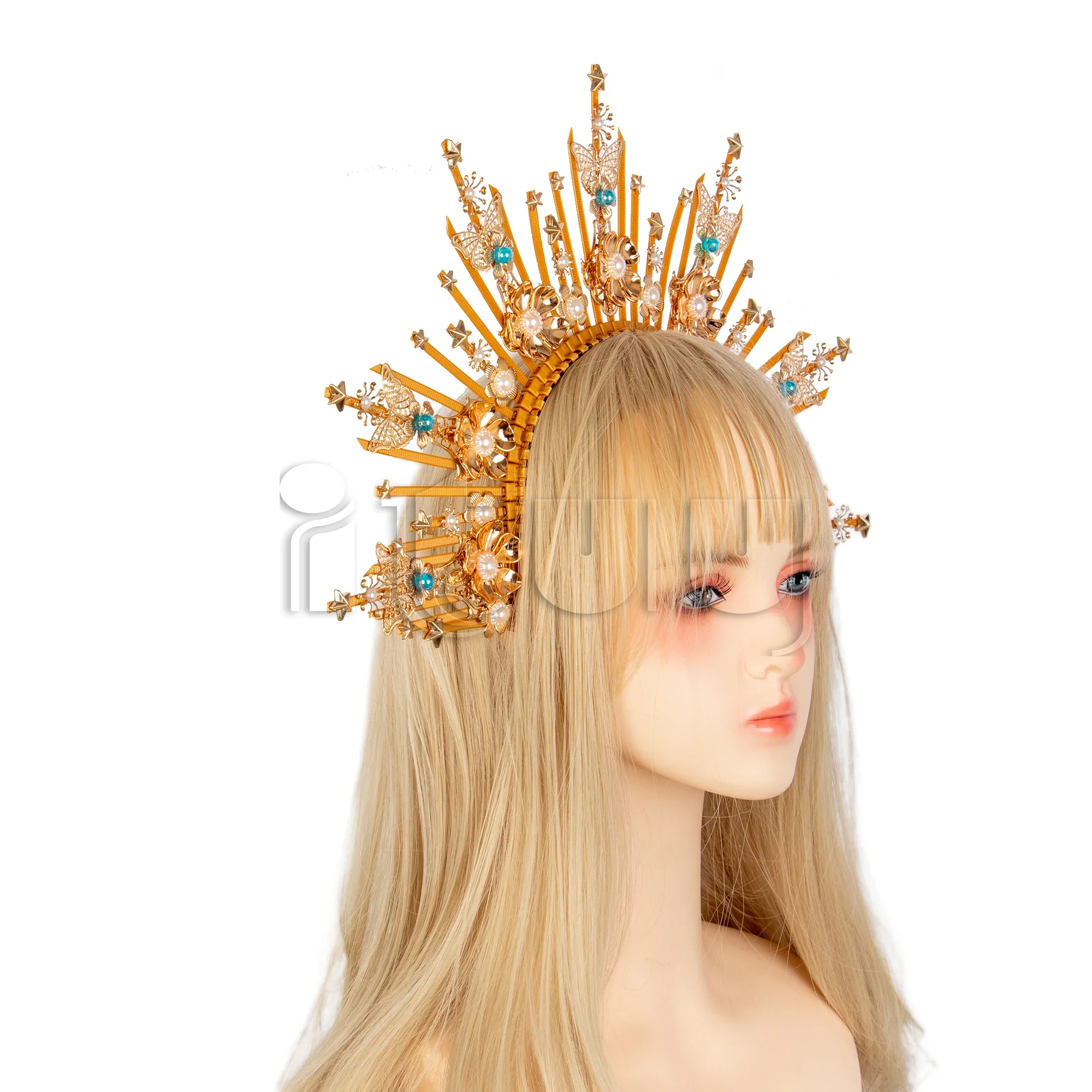 عذراء الشمس آلهة تأثيري الباروك عقال للرأس على شكل تاج القوطية لوليتا بنات KC هالو تاج خوذة النساء غطاء الرأس إكسسوارات الشعر