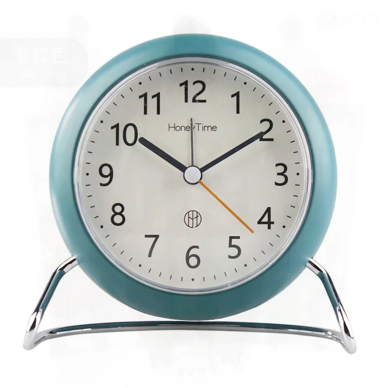Modern Nordic Style Quiet Sweeping Seconds Table Clock Night Light round Alarm Clock Bedside Home