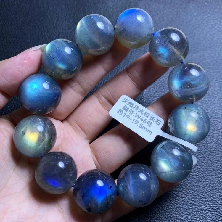 Natural Colorful Light Labradorite Clear Barrel Carved Beads Bracelet 20mm Big Size Blue Labradorite Women Men Moonstone AAAAAAA