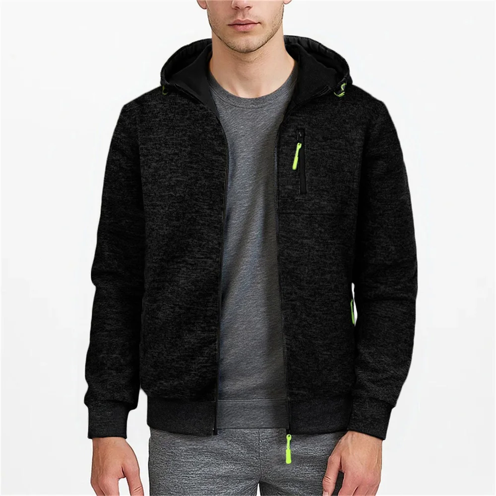

Men's Hoode Jackets Solid Color Comfortable Slim Fit Zipper Design Windproof Stylish Sweatshirts Jacket Casual Trendy Outwear