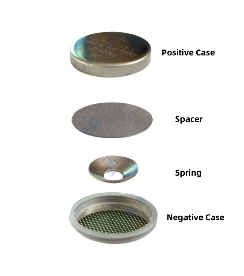 100 مجموعة من 316 قذائف القطب الكهربائي الإيجابية والسلبية من الفولاذ المقاوم للصدأ علبة البطارية مجموعة خلايا الأزرار 2025 بطارية زر