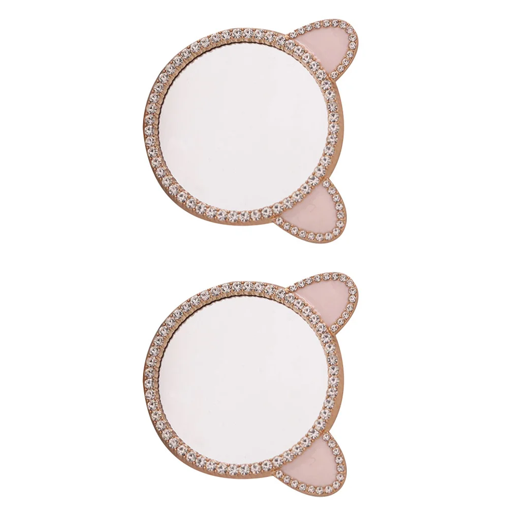 

2 Pcs Mini Diamond Makeup Small House Accessories Adorable Mirror Adornments Decor Tool Tools Children Alloy Mirrors