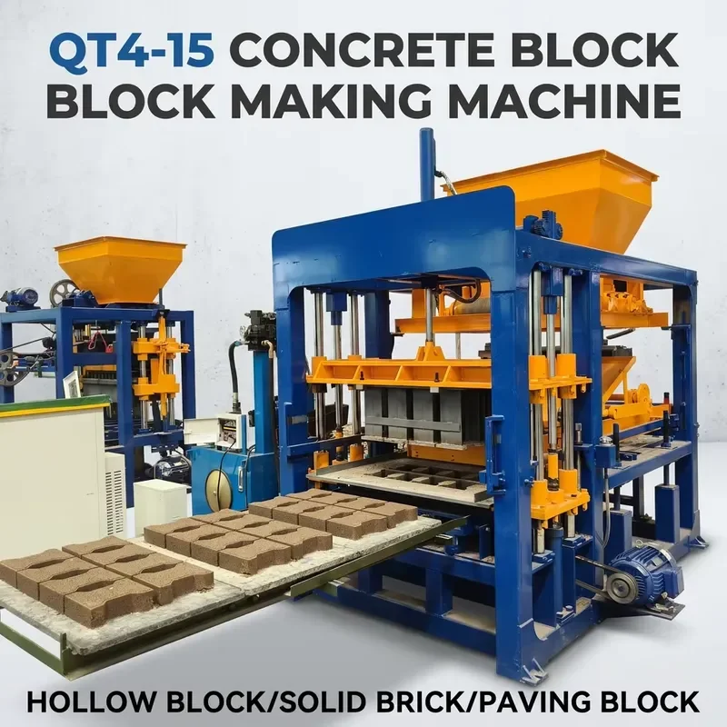 QT4-15 Fully Automatic Hydraulic Block Making Machine Concrete Brick Making Machine PLC Hollow Solid Paving Brick Machine