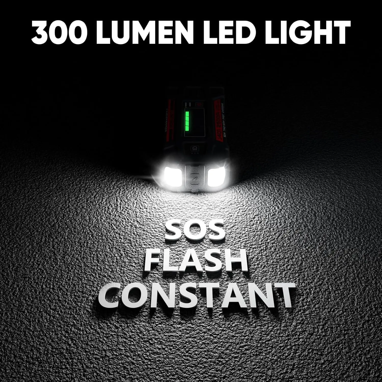 J401 2500A بطارية السيارة المحمولة Jump Starter، 12V، 60W شحن سريع، شاشة LED، للغاز 8.5L والديزل 6.5L #4