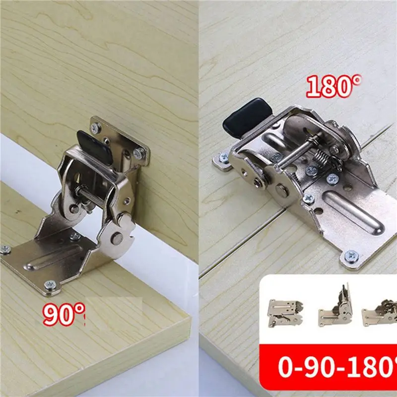 BAAG-6PCS 0-90-180 Degree Self-Locking Folding Hinge Table Legs Silver Folding Coffee Table Furniture Hardware Cabinet Hinge