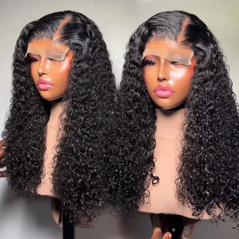 250 Density Deep Wave Lace Front Human Hair Wigs 13x4 HD Transparent Lace 18 22 Inch Pre Plucked Curly Lace Frontal Wig