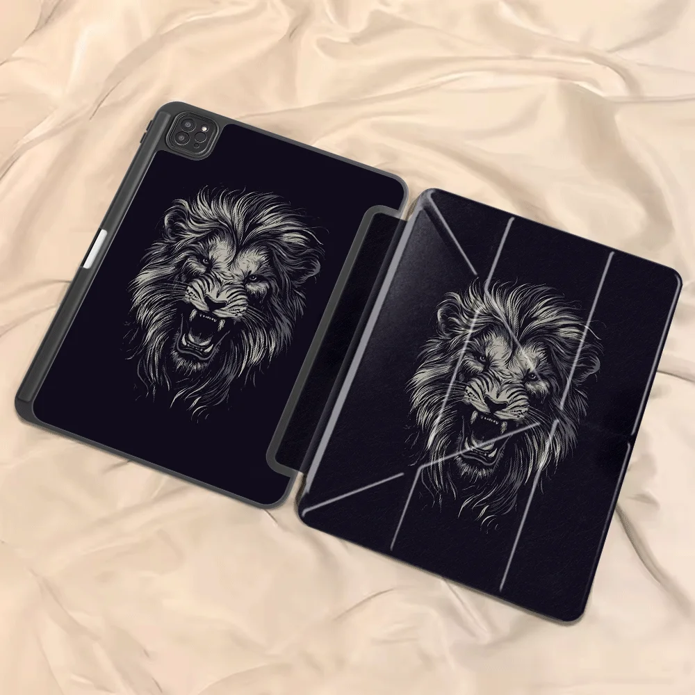 

Cool Lion Art Tablet Case For iPad Pro 2025 Pro 11th 10th 9th 8th 7th 12.9inch Mini 6 7 Air 4 5 M3 M2 1 2 M4 11inch Holder Cover