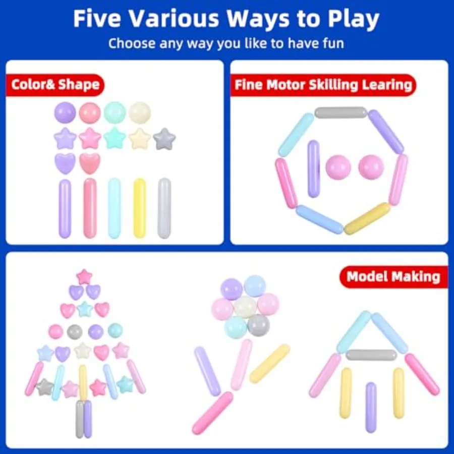 500 Stück Bällebadbälle für Kleinkinder Macaron, verschiedene Formen, zerkleinerungssichere Kunststoff-Spielzeugbälle, Bällebäuer, Spielzelt, Baby-Pool, Wasser