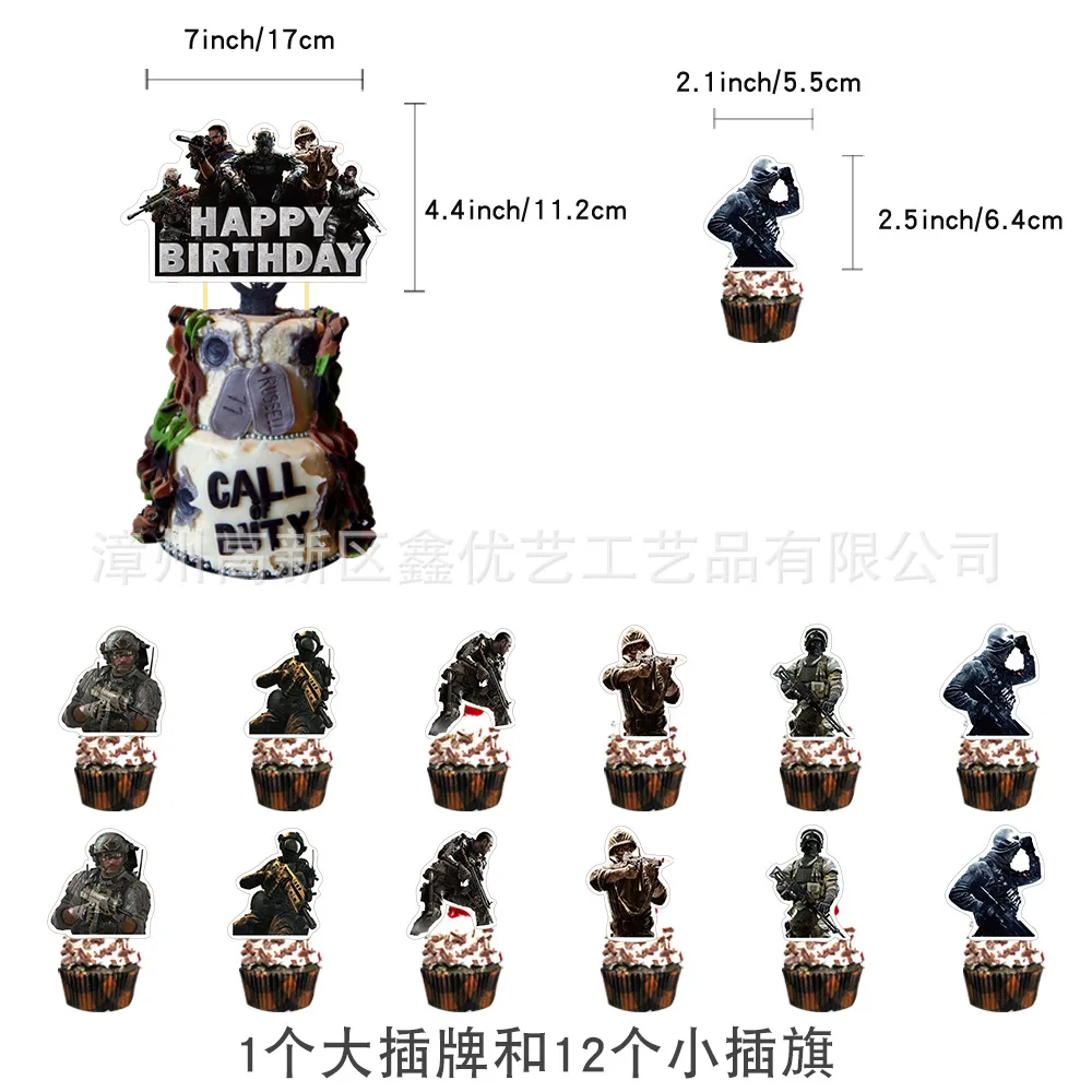 Call of Duty Game Anime Thema Wegwerp Feestartikelen Kinderverjaardag Banners Cake Toppers Ballonnen Feestdecoratiesets