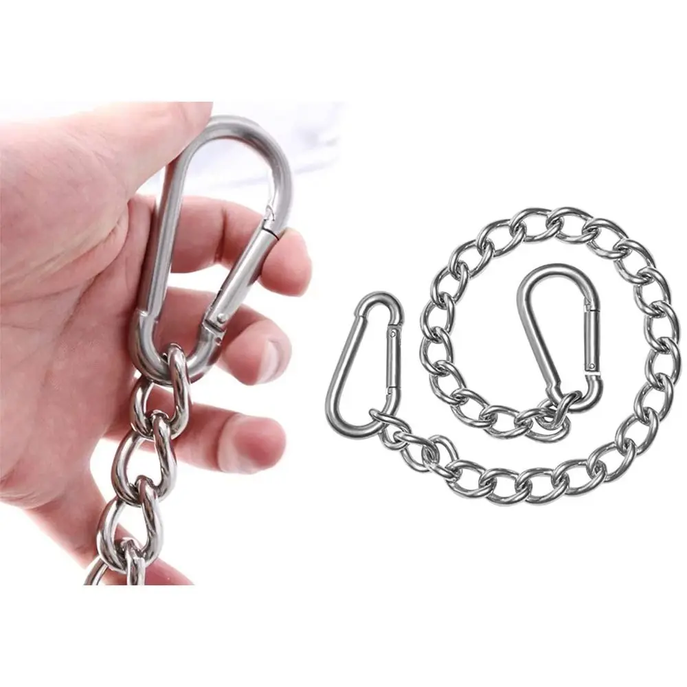 304 Stainless Steel Hanging Chair Chain 40/50/100cm 3.5mm Swing Chain Carabiner Hook Welded Chain Link Hammock Chain