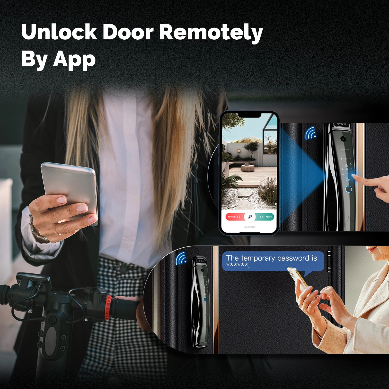 Smart Security Door Lock com reconhecimento facial 3D, câmera de 1MP, visão noturna infravermelha, despertar, impressão digital, cartão IC, desbloqueio de senha, Wi-Fi