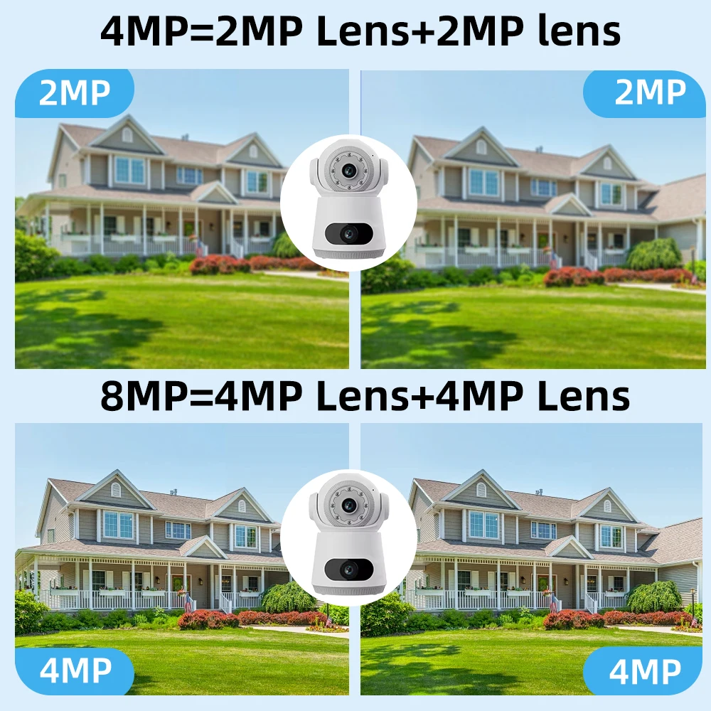 4K 8MP Dual Lens WiFi IP Camera Night Vision Human Detect PTZ Outdoor Video Camara Wireless V380 Pro CCTV Security Protection