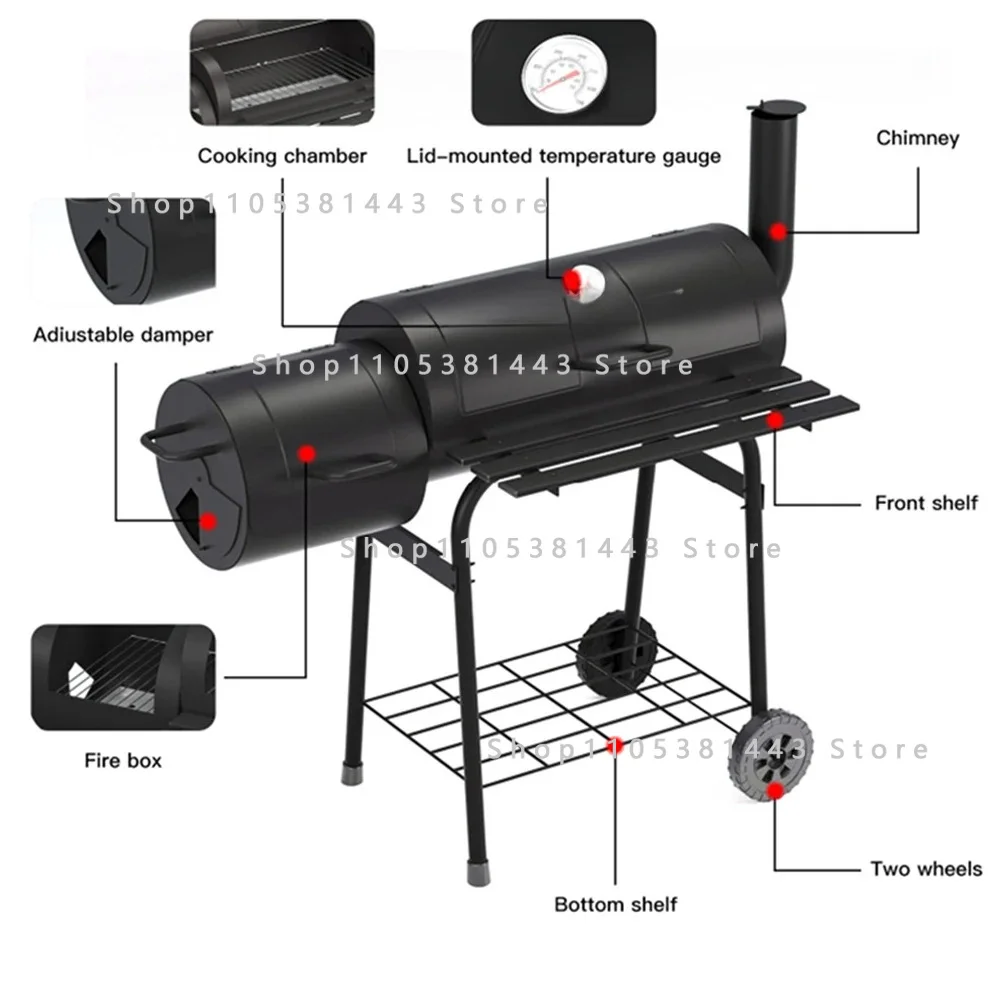 Outdoor Household Thick American Style Barbecue Grill Camping Charcoal Grill Double Sided Large Charcoal Smoked Barbecue Grill