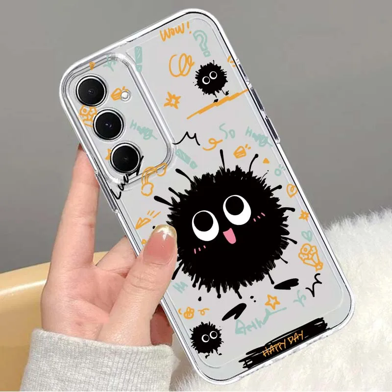 

Cute Coal Ball Pattern Phone Case For Samsung Galaxy Note 20 10 F12 M23 F23 M14 F15 M54 M55 Ultra Plus 5G TPU Transparent