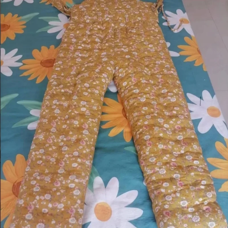 الرجال النساء شغل جمبسوت من القطن الأزهار البطن تانك الأعلى بنطلون منتفخ دافئ ABDL ارتداءها حزب خاصة مثير ازياء اليدوية