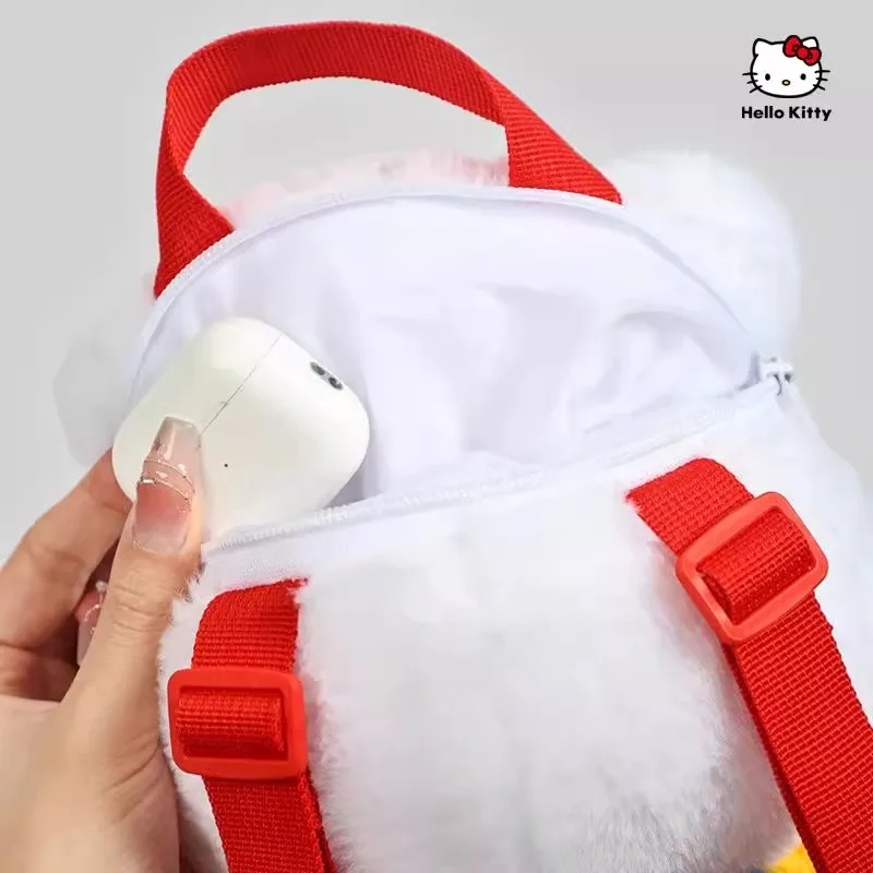 Genuine Anime Sanrio Hello Kitty Stuffed Toy Female Kawaii KT Cat Shoulders Backpack Women Kid Schoolbag Doll Girl Birthday Gift