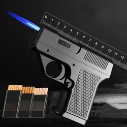 2025 New Clip Gun Type Butane Gas Lighter Three Capacity Cigarette Holder Windproof Jet Blue Flame Lighters Men's Gifts (NO GAS)