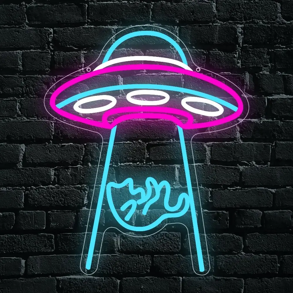

UFO Cat Neon Sign USB Spaceship Space LED Light for Party Bar Bedroom Decorations neon personnalisé Gift Night Light