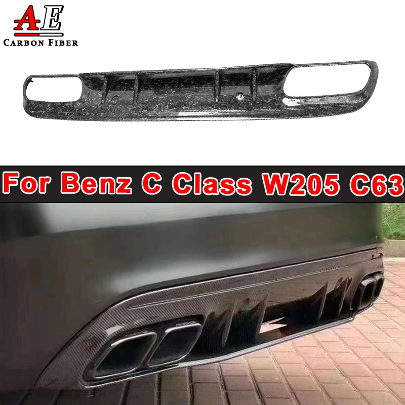 For Mercedes Benz C Class W205 C200 C220 C63 Four Doors Sports Carbon Fiber Rear Lip Diffuser Spoiler Splitter Body Kit