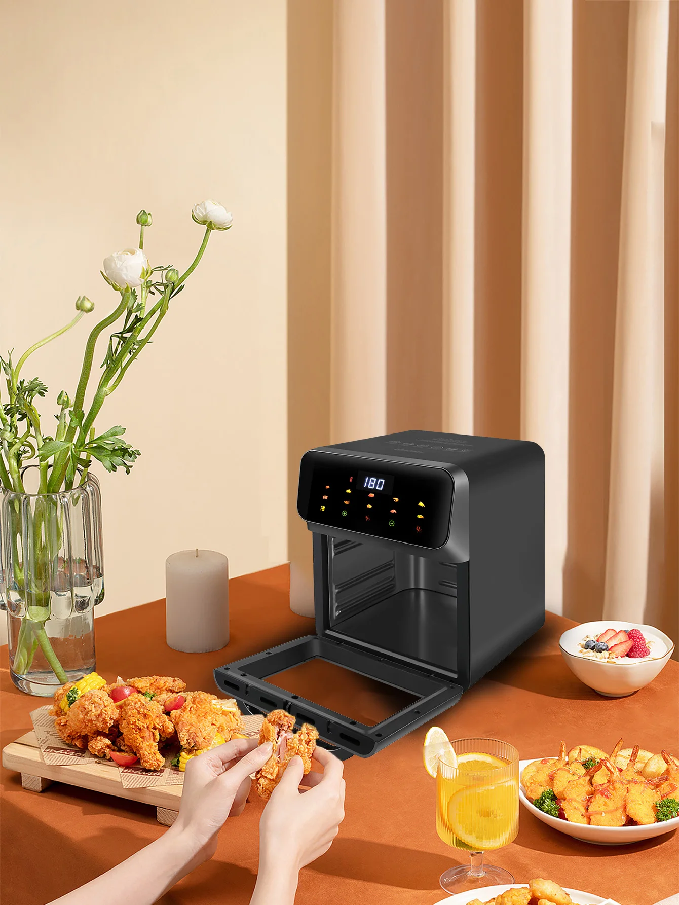 12L Large Capacity Smart Electronic Digital Visual Deep Fryer Without Oil 1350W Multi-Function With Touchscreen  Air Fryer