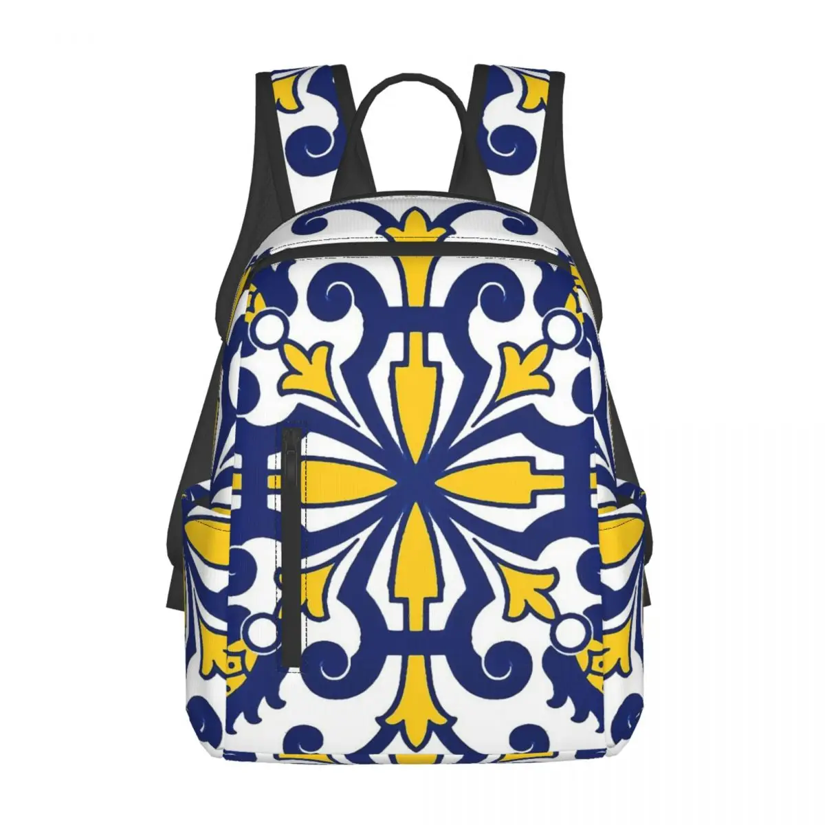 Traditional Nikea Moroccan Moors Portuguese Tiles Azulejo Backpack Daypack Large Capacity  BookBag School Bag Shoulder Bags