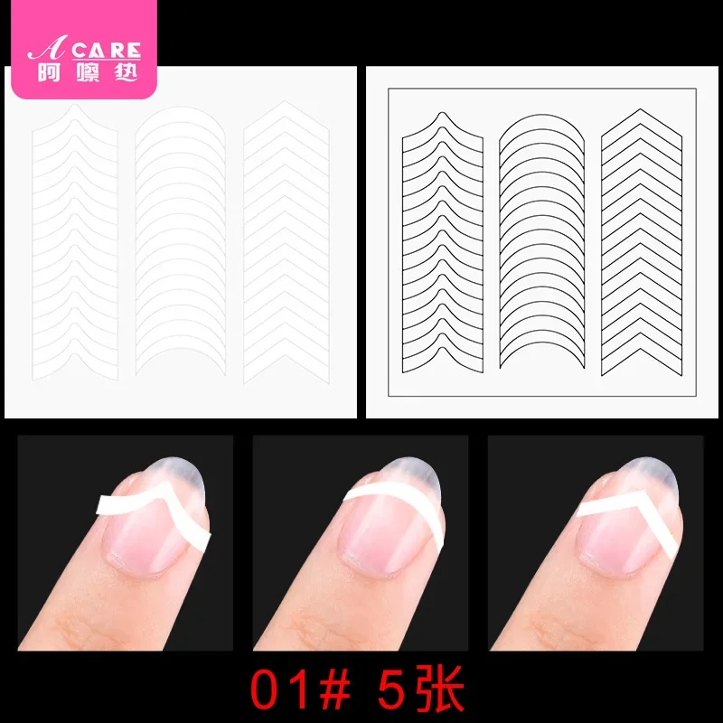 DX01/Manicure Franse Stijl Nagelstickers/A1PQ4-Smile Sticker Sjabloon Hulpgereedschap Fancy Modellering Nagel Maken Gemakkelijk Ope