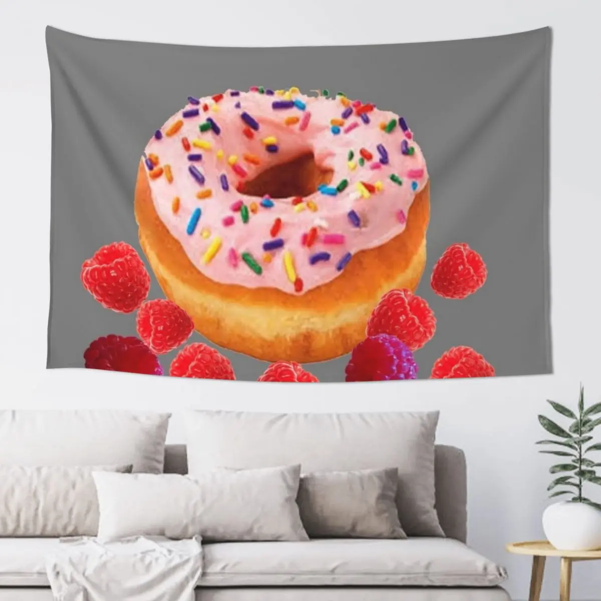 PINK DONUT PASTRY & RED RASPBERRIES Tapestry Aesthetic Room Decor Korean Decoration Home Decor Home Tapestry