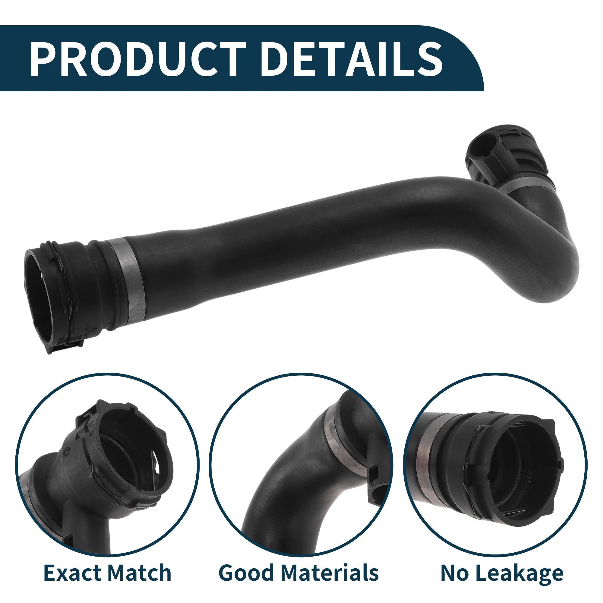 

UXCELL Radiator Hose Heater Hose Radiator Outlet Hose Pipe No.17127526616 for BMW 7 Series 2003-2008 Rubber Downpipe Black 1 Pc