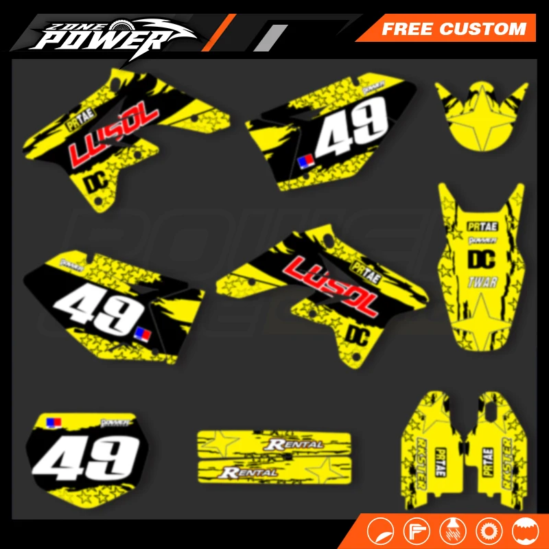 Powerzone Motorcycle Graphic For Suzuki RMZ250 2007 2008 2009 Decals Sticker Kits Number Name Custom 04