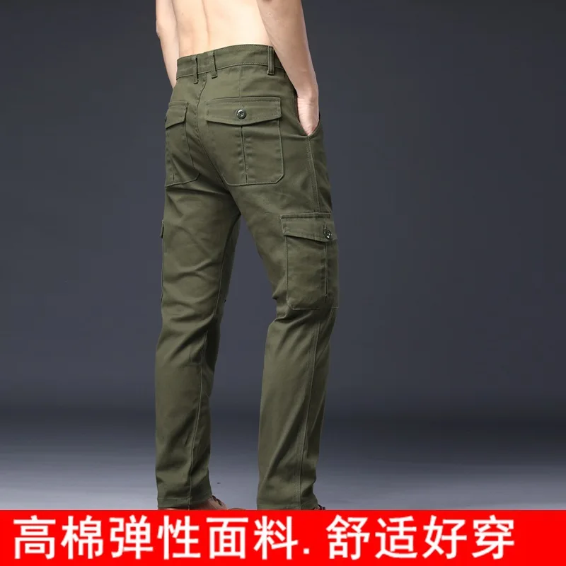 

Men Elastic Cargo Pants, Straight Loose Comfortable Cargo Pants, Multi Pocket Tactical Cargo Pants, Military Work Pro Trousers