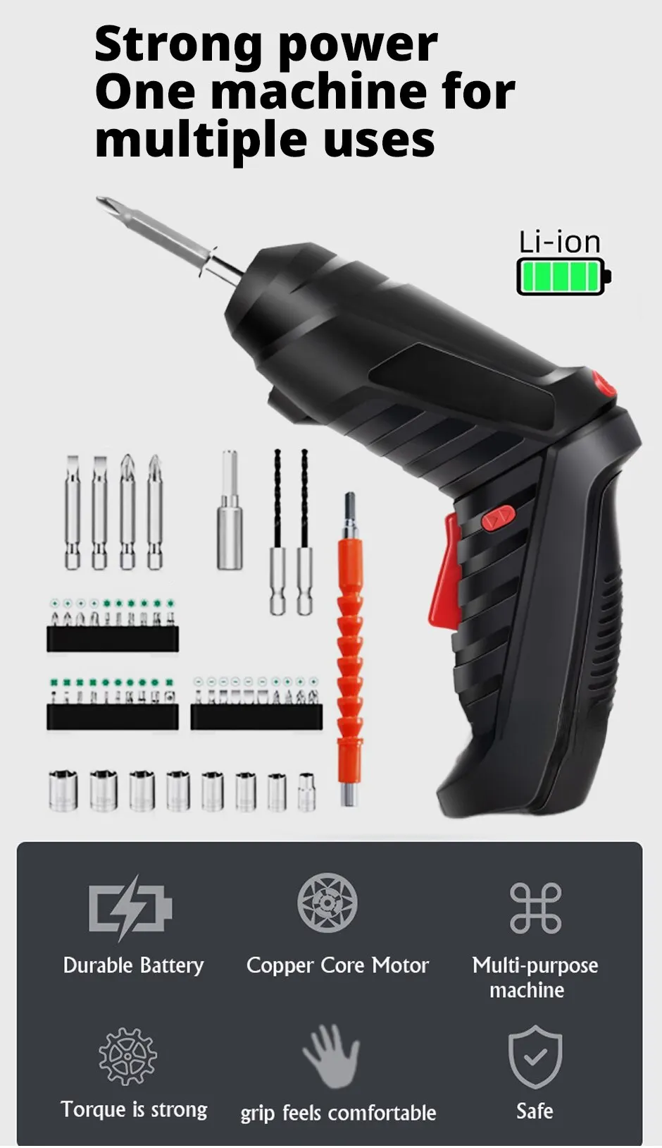 Portable Electric Screwdriver Cordless 2 in 1 Rotated 90 Degrees Rechargeable Screwdriver with LED for Home Office DIY Tools