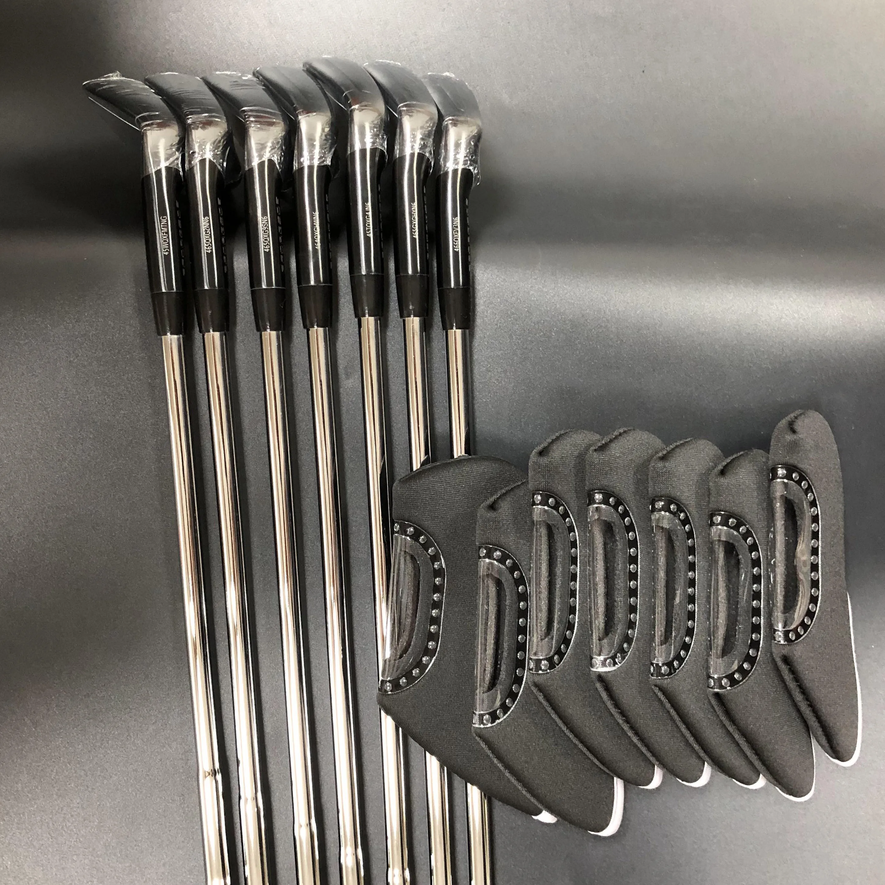 Black Golf Irons Set Right Handed 7-Piece Forged Graphite & Steel Shafts S Flex Rubber Grips