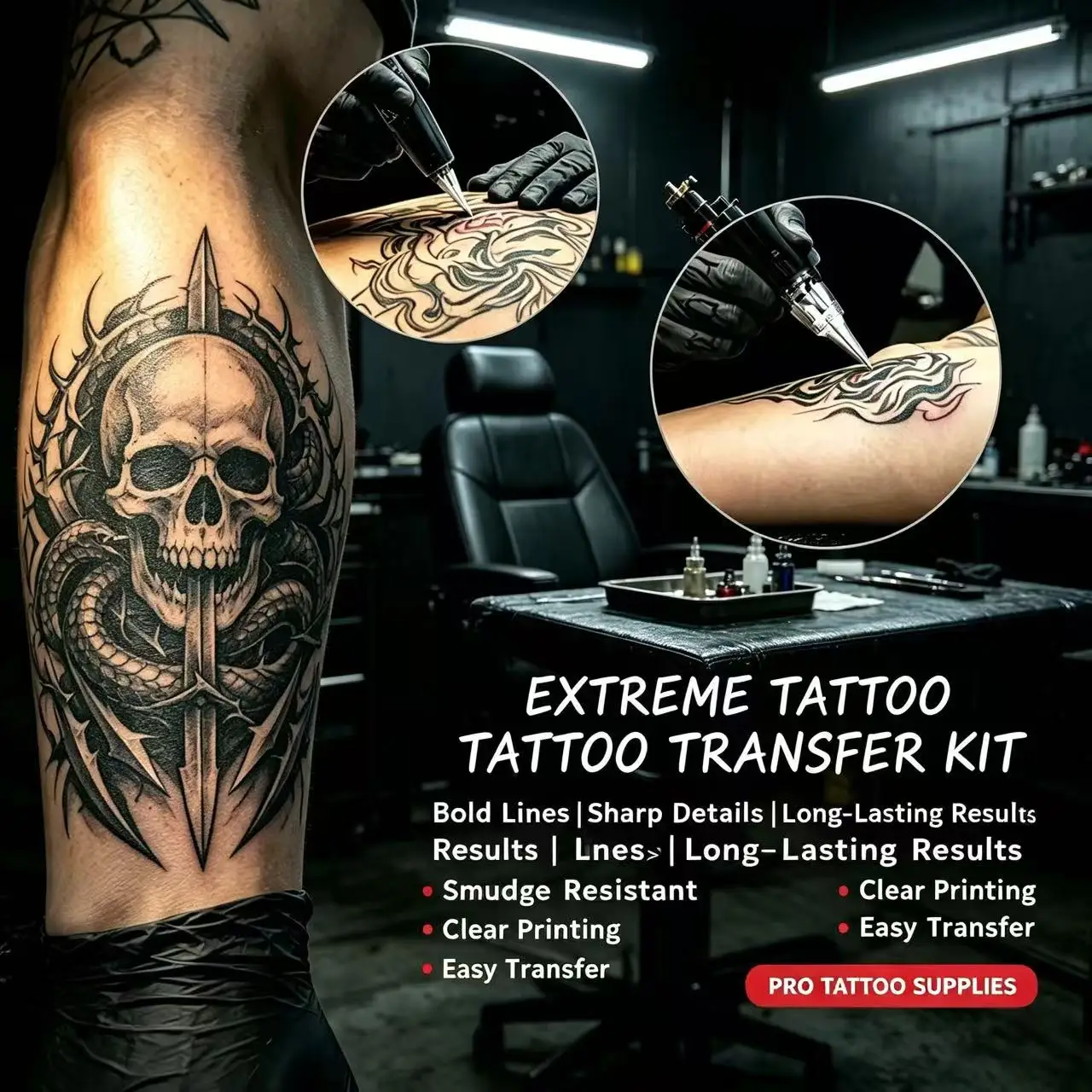 Tattoo Pen Rotary Tattoo Machine Starter Pack Built-In 1100Mah Rechargeable Battery Comes with Tattoo Cartridge Needles, 7-Color Ink & Complete Tattoo Accessories