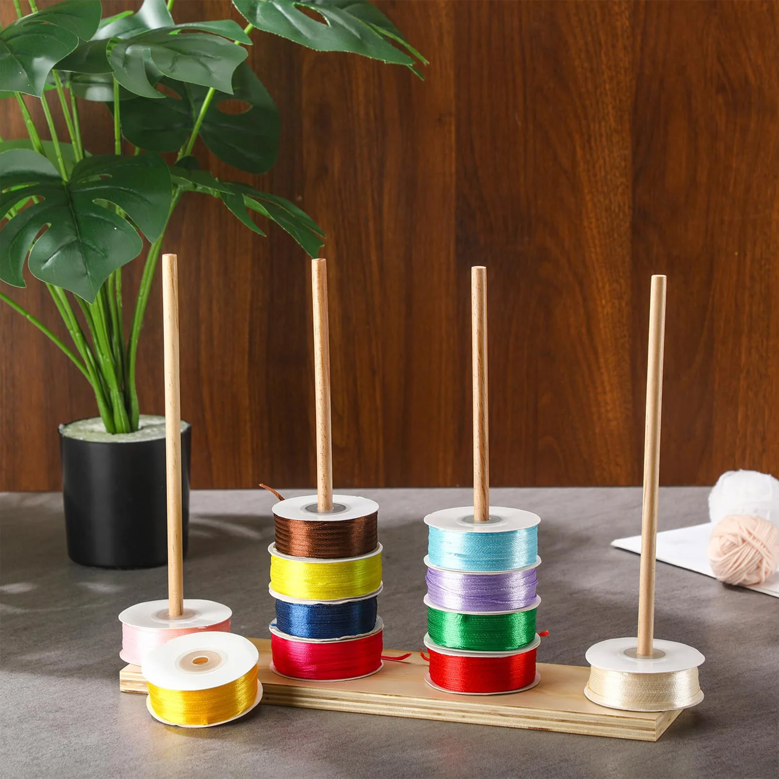 Wooden Ribbon Rack Storage Easy Installation Washi Tape Organizer for Sewing Craft Room Flower Store