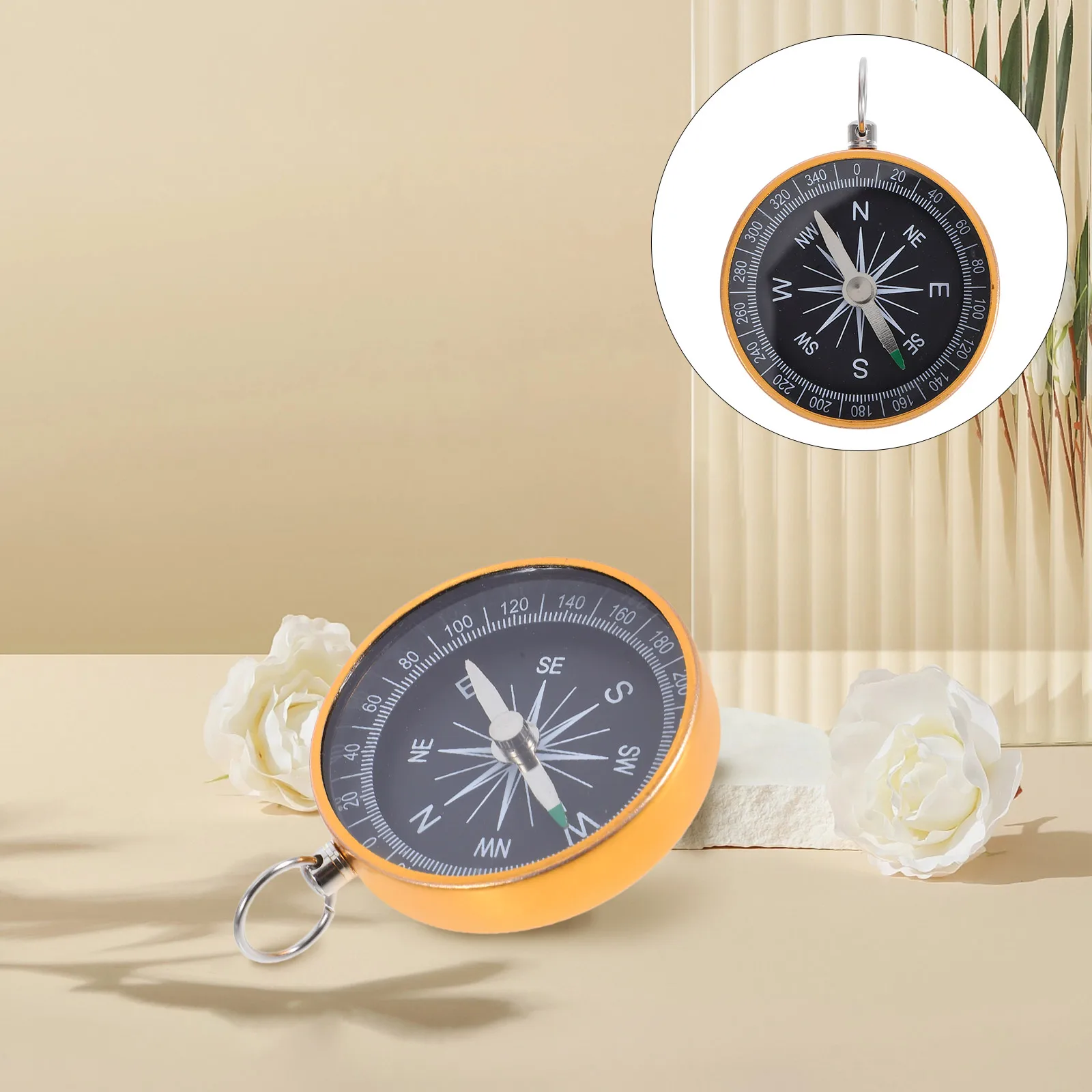 

Portable Compass Hiking Keychain Alloy for Directions Travel Aluminum Men Keyring Camping Mini Size