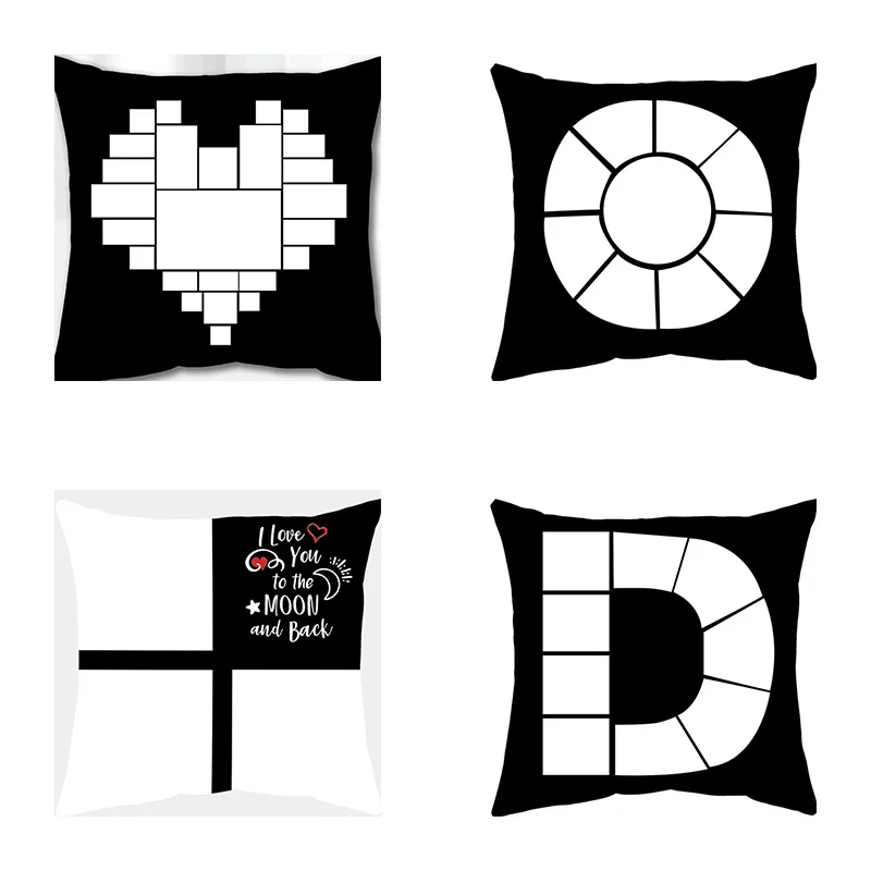 

Home Decor Stylish Geometric & Heart-Shaped Pillow Covers Pattern Cushion Cover Suitable for Sofa Bedroom Car Pillow Cover