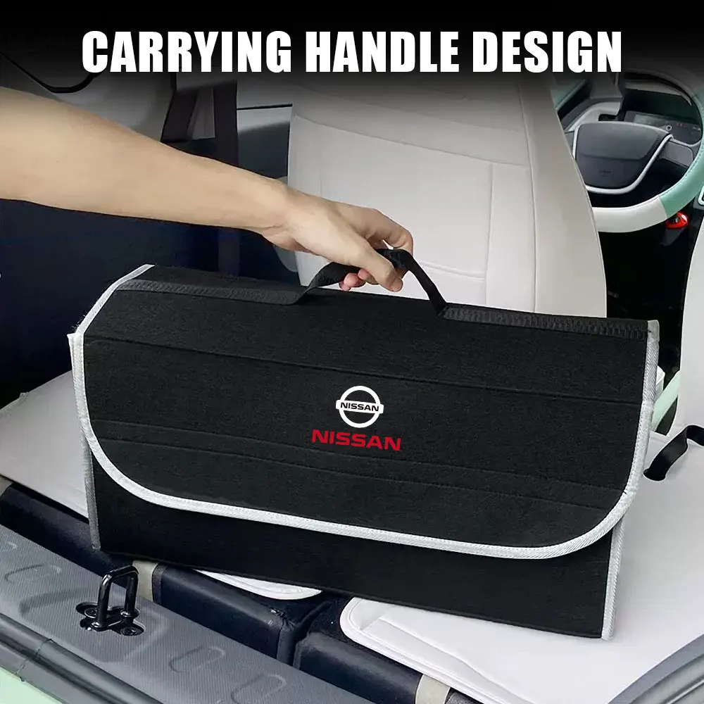 1pc Car Storage Bag Car Folding Trunk Organizer Soft Felt Storage Box For Nissan Juke Qashqai X-Trail Leaf Patrol Altima Maxima